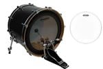 Evans EMAD 2 Clear 22" Bass and Genera G1 Coated 14" Drum Head Pak Front View